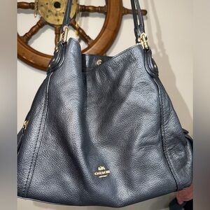Coach Black Pebbled Leather Shoulder Bag with Gold Hardware